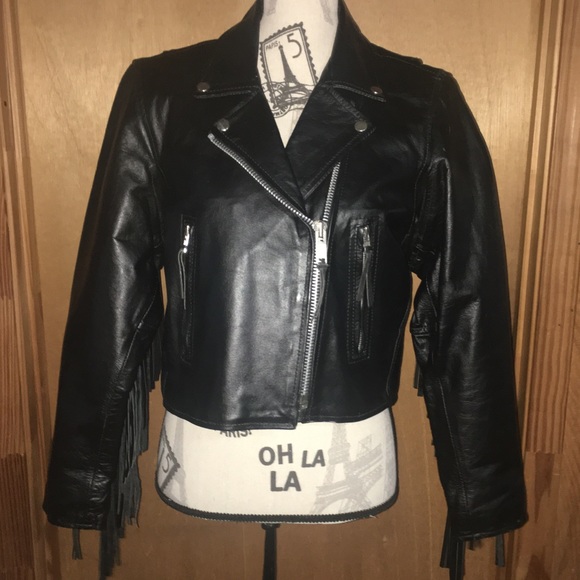 VINTAGE Genuine Leather Motorcycle Jacket Black Echtes Leder Womens Medium - Picture 5 of 16